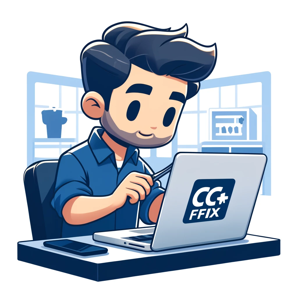 Technician at CCFix repairing a laptop screen.