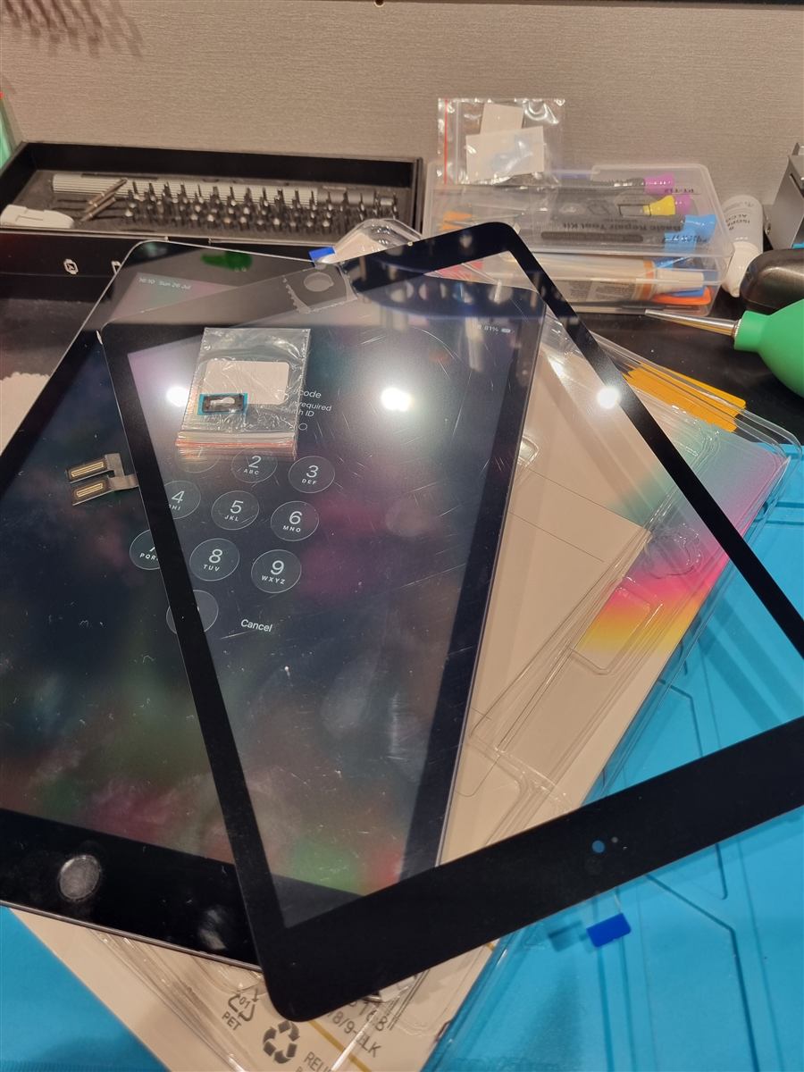 iPad 9th generation touch screen replacement in progress on the CCFix bench