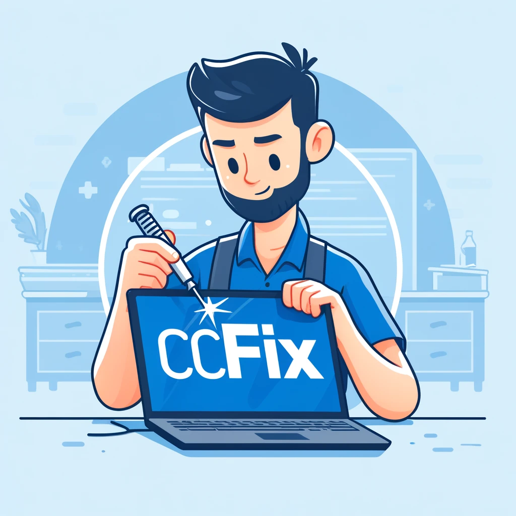 Technician at CCFix repairing a laptop screen.
